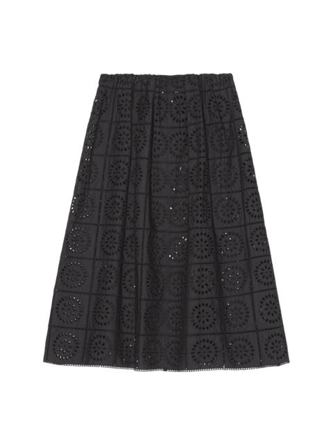 broderie-anglaise straight skirt