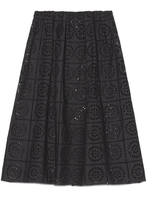 GANNI broderie-anglaise straight skirt