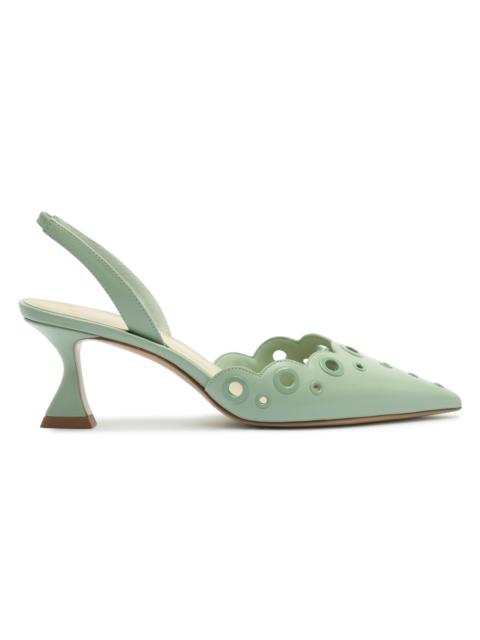 ALEXANDRE BIRMAN Women's Miley 60MM Eyelet Leather Slingback Pumps - Mint