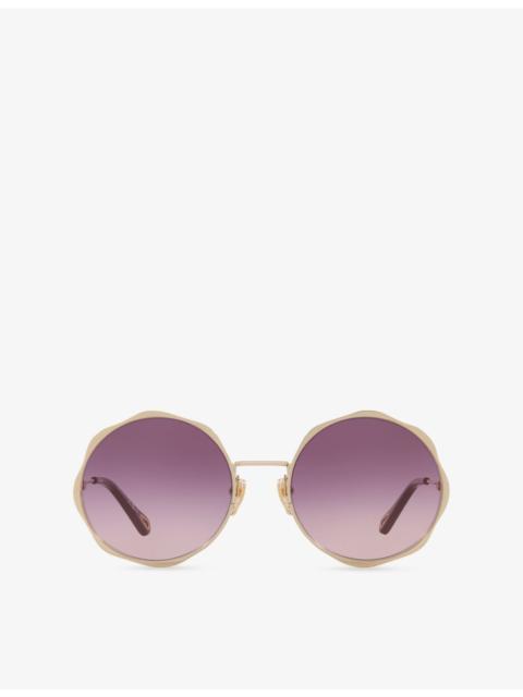 Chloé CH0184S Round-Frame Metal Sunglasses