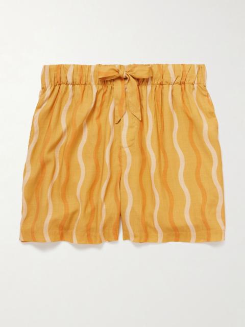 FRESCOBOL CARIOCA Lucas Printed Linen Drawstring Shorts Orange
