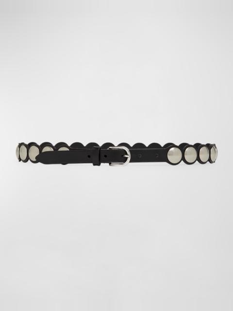 Isabel Marant Giavi Slim Studded Leather Belt