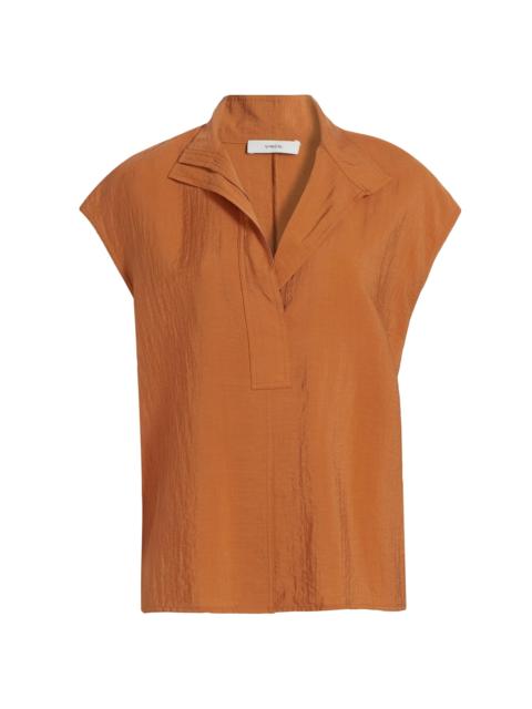Vince Women's Open Collar Cap-Sleeve Blouse - Dusk Ember