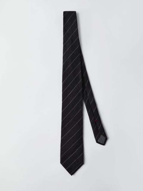 Linen chalk stripe tie
