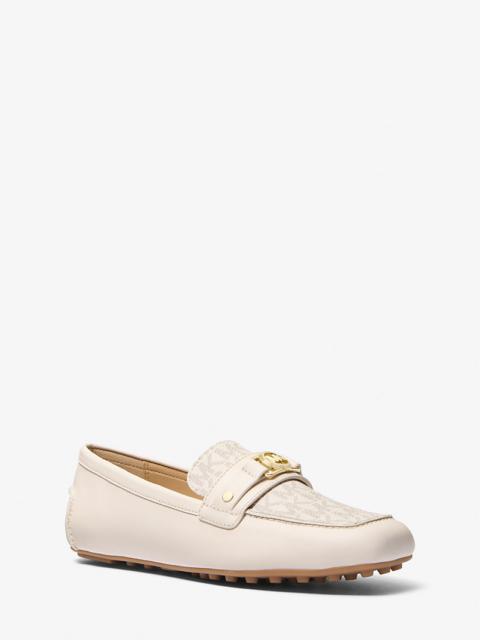 MICHAEL KORS Mandy Leather and Signature Logo Moccasin Loafer