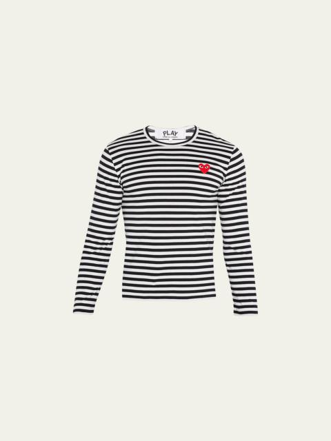 Comme Des Garçons Men's Striped T-Shirt with Small Heart