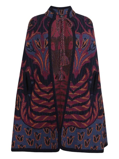 Etro floral-jacquard tassel-detail cape