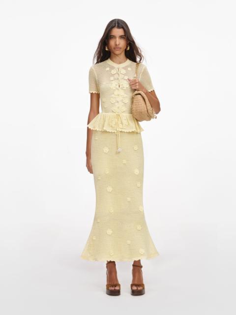 self-portrait Yellow Floral Crochet Midi Dress