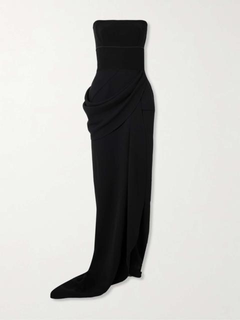 MATICEVSKI Marlene strapless draped crepe de chine gown Black