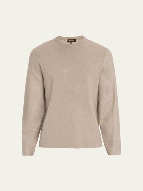Loro Piana Men's Breia Cashmere and Wool Raw-Edge Crewneck Sweater