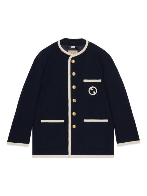 GUCCI (WMNS) Gucci Retro Tweed Jacket With Embroidery 'Blue' 749578-ZANIZ-4613