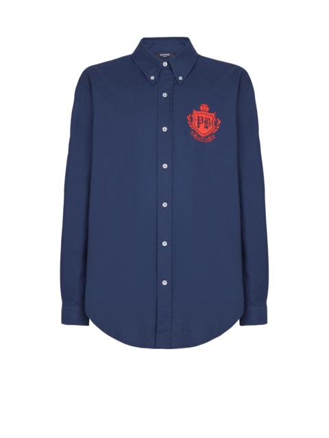 Balmain College Emblem shirt in Oxford cotton