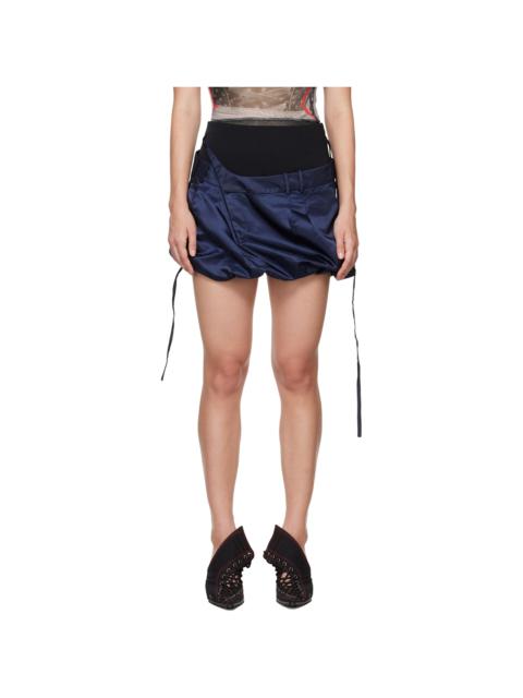 Navy & Black Drape Bomber Miniskirt