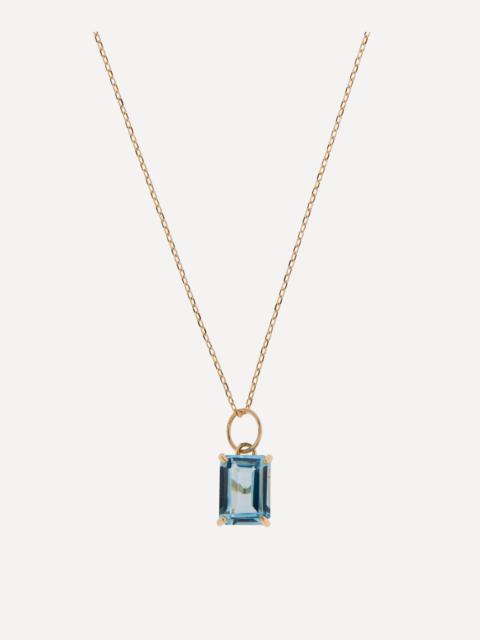 MATEO 14ct Gold Emerald Cut Blue Topaz Pendant Necklace