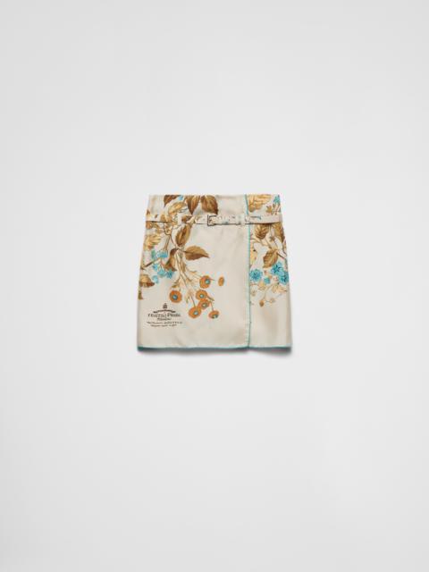 スカート Prada Sand-coloured mini skirt with silk print PRADA】Sand-coloured mini skirt with silk print