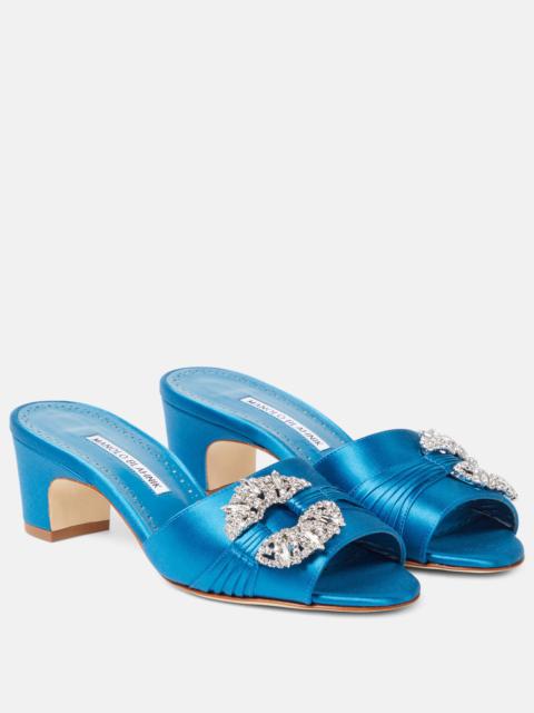 Manolo Blahnik Prinap 50 embellished satin mules