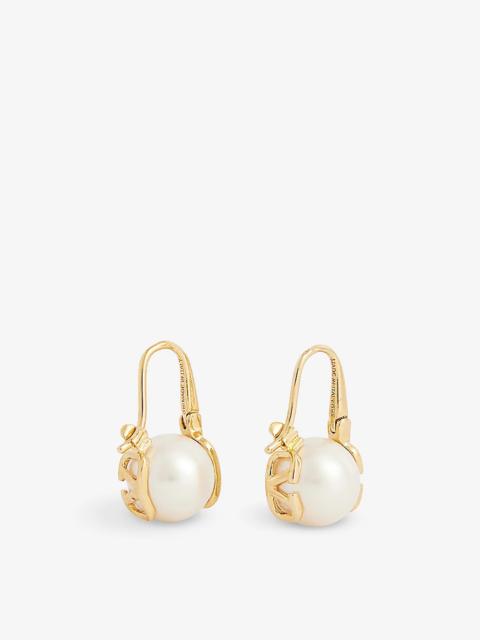 VLOGO gold-toned brass and pearl drop earrings