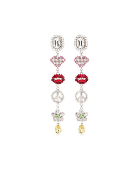 Alessandra Rich crystal charm drop earrings