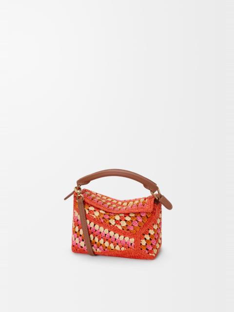 Loewe Mini Puzzle Edge bag in raffia and calfskin
