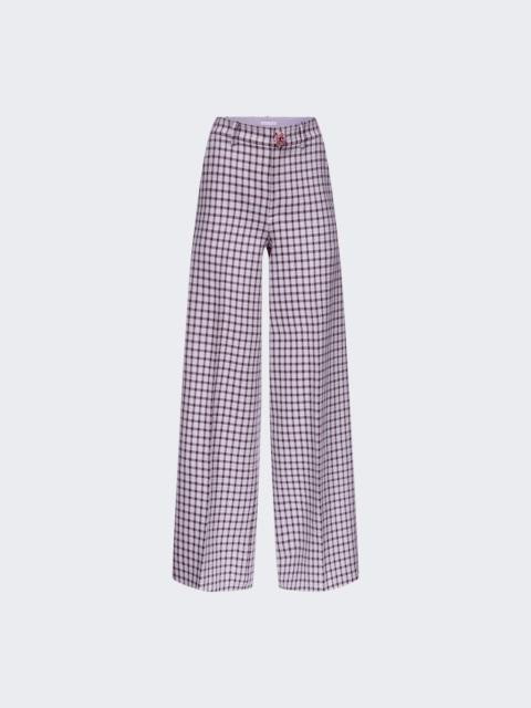 AREA Crystal Button Wide Leg Trousers Lilac