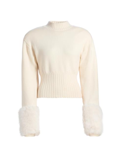 RONNY KOBO Women's Jenner Faux-Fur Cuff Knit Top - Ivory