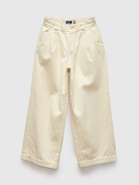 Blue Blue Japan Fine Sashiko Wide Tucked Pants in Natural