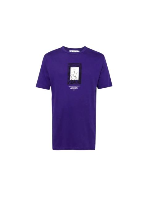 Off-White OFF-WHITE Paint Mirror Logo Slim Fit T-Shirt Purple