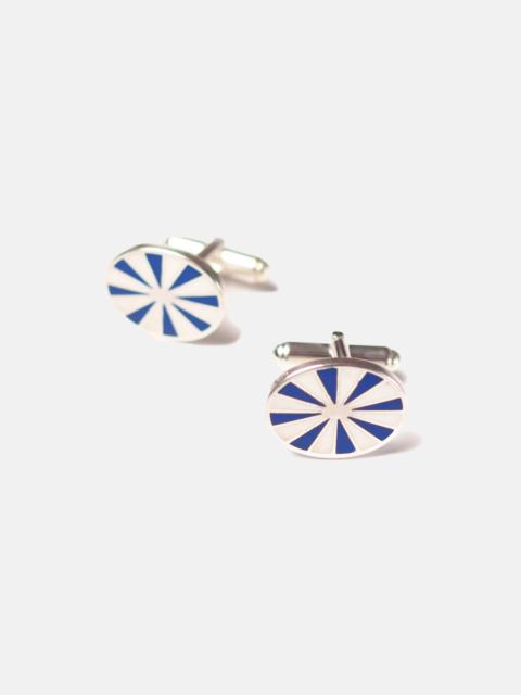 J. PRESS MADE-IN-USA NAVY & WHITE PINWHEEL CUFFLINKS
