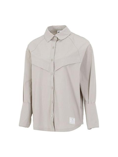 Nike (WMNS) Nike Sportswear Icn Clsh Wvn Ls Top Long Sleeved Shirt Grey Gray DD5051-033
