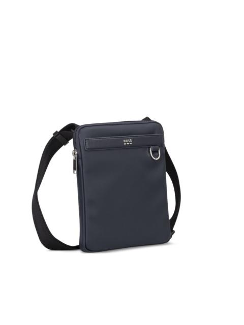 BOSS textured zip-fastening messenger bag