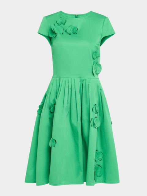 Oscar de la Renta Orchid Cutout Cotton-Twill Sleeveless Midi Dress