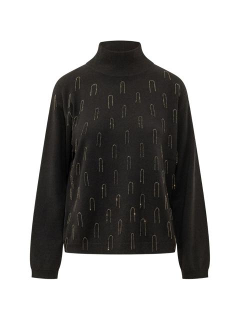 FABIANA FILIPPI Platinum bead-embellished high-neck sweater
