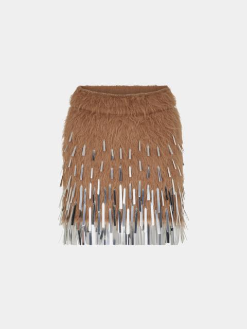 Paco Rabanne MINI SKIRT IN ALPACA WITH ASSEMBLAGE
