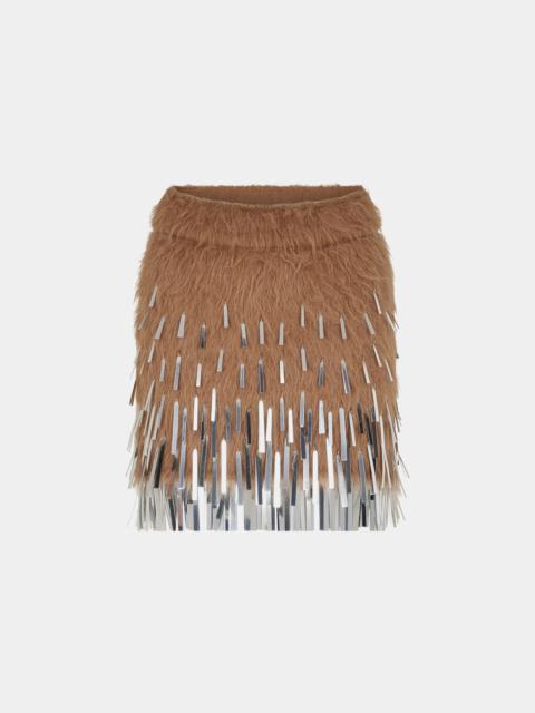rabanne MINI SKIRT IN ALPACA WITH ASSEMBLAGE