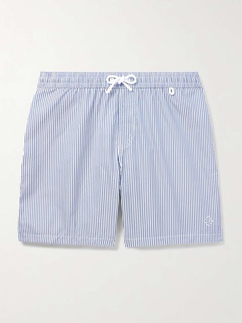 Bay Straight-Leg Mid-Length Logo-Print Striped Swim Shorts