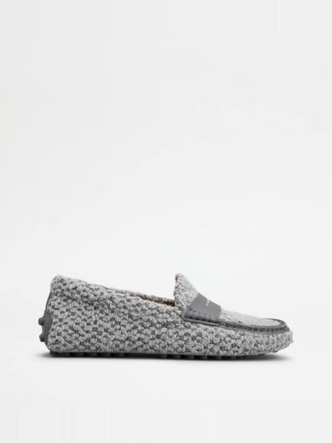 Tod's GOMMINO DRIVING SHOES IN FABRIC AND LEATHER - GREY