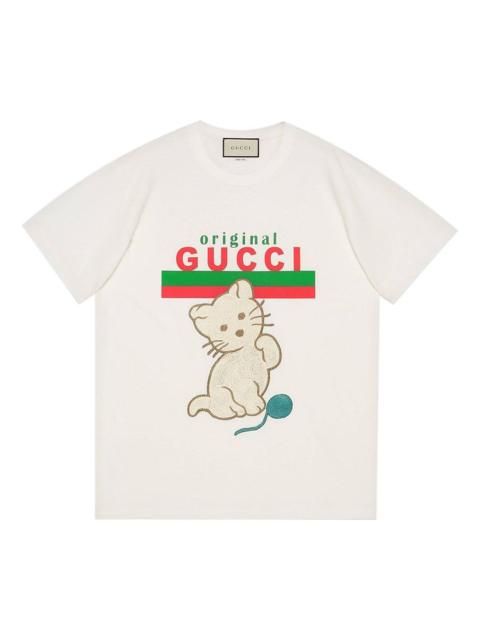 GUCCI (WMNS) Gucci Cat Sticker Letter For Warm White 615044-XJCRG-9095