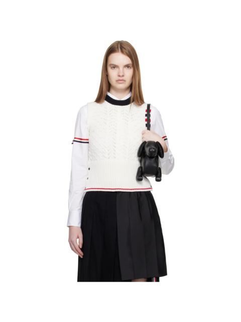 Thom Browne White Cable Pointelle Stitch 4-Bar Sweater Vest