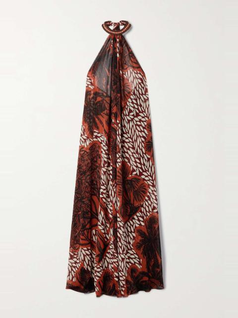 Johanna Ortiz Victoria Falls printed recycled crepe de chine halterneck maxi dress