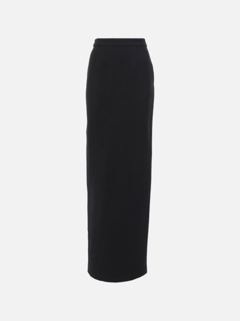 Asymmetrical wool and silk maxi skirt