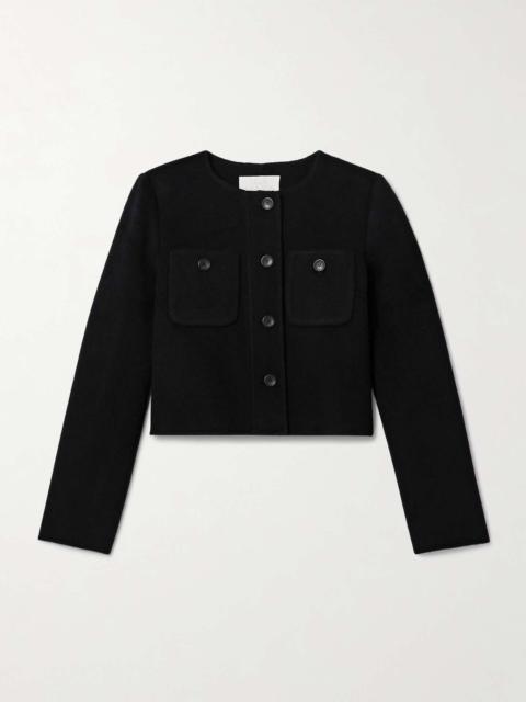 Eve cropped wool-blend felt jacket Black