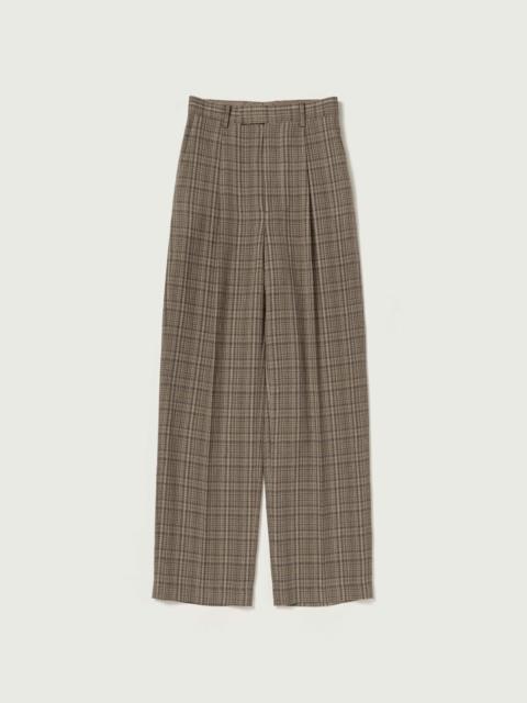 AURALEE SILK LINEN NEP CHECK ONE-TUCK SLACKS