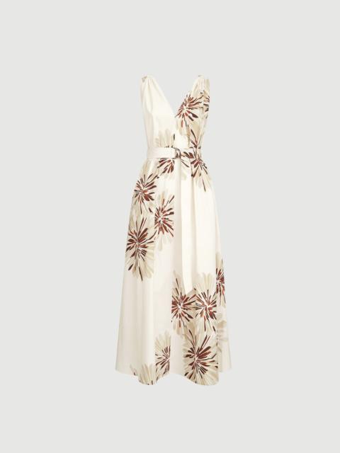 Brunello Cucinelli Cotton bloom print poplin dress with monili
