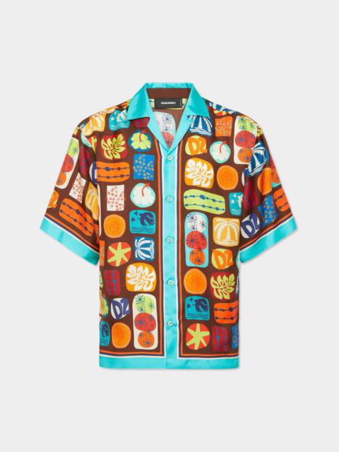 DSQUARED2 SUMMER LOVERS DROP SHOULDER PRINTED BOWLING SHIRT