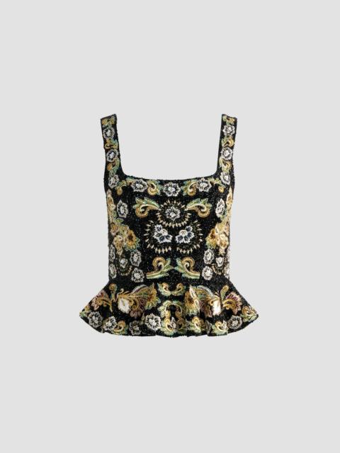 Alice + Olivia Women's Lilianna Embellished Peplum Corset Top - Black Multi