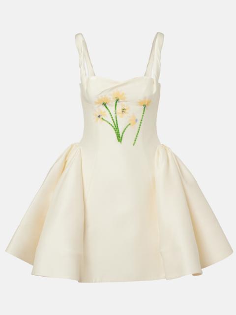 LEO LIN Ariel embellished wool and silk minidress