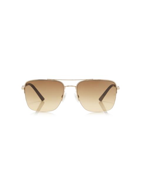 Oliver Peoples x Roger Federer R-2 Aviator Metal Sunglasses orange