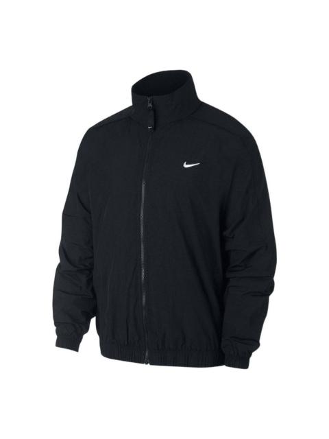Nike Men's Nike Lab Track Stand Collar Solid Color Logo Casual Jacket Black DB9391-010