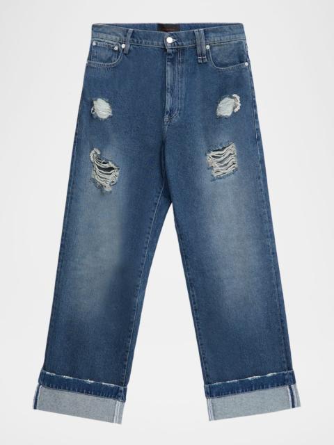 Simone Rocha Men's Distressed Straight Cuffed Jeans