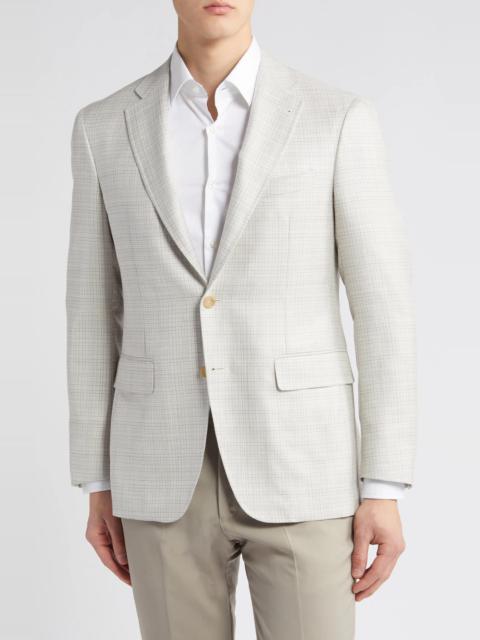 Canali Kei Trim Fit Microcheck Wool & Silk Blend Sport Coat